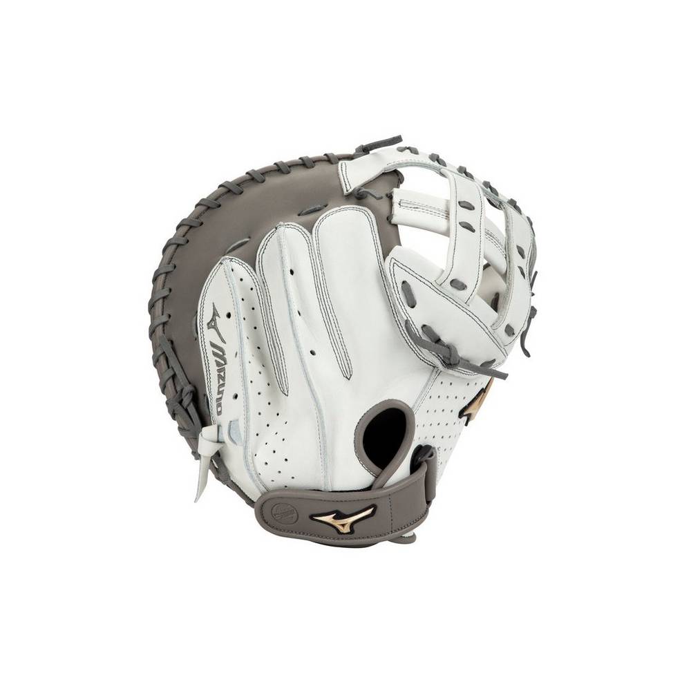 Catchers Mitt Mizuno Softball Prime Elite Fastpitch 34" Donna - Bianche/Grigie - 47815-OYJK